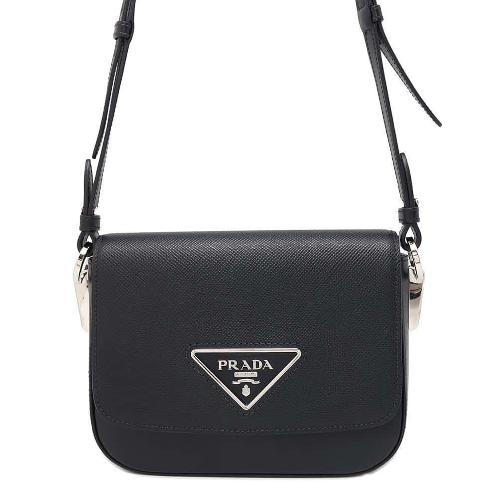 Prada Shoulder Bag Identity Saffiano Black